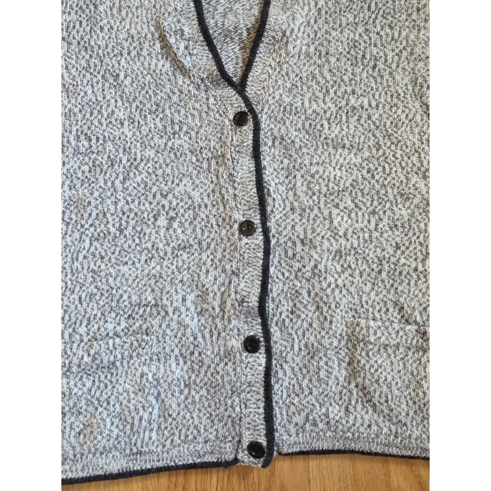 Handmade Gray Sweater Vest w/ Black Trim – Button Front - Picture 2 of 4